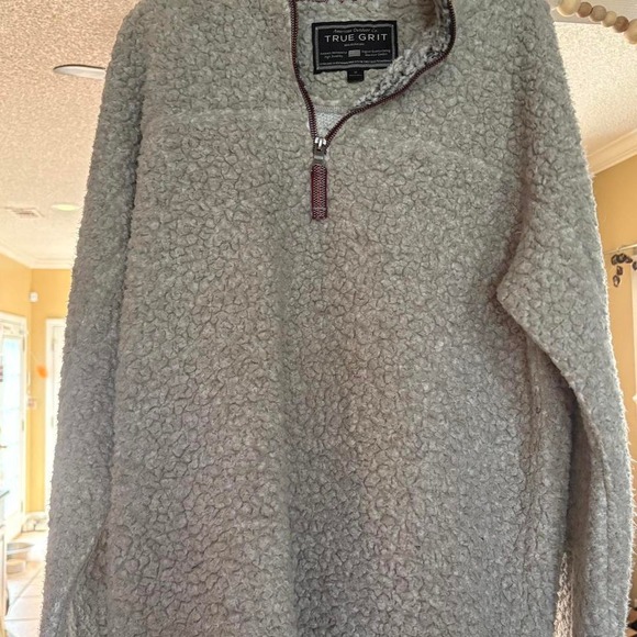 Tan Sherpa True Grit fleece quarter zip sweater #fleece #madeinUSA - Picture 1 of 5
